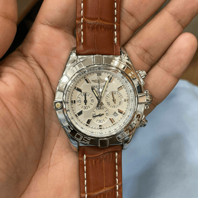 Bretling 1st Copy Leather Watch For Men-Black