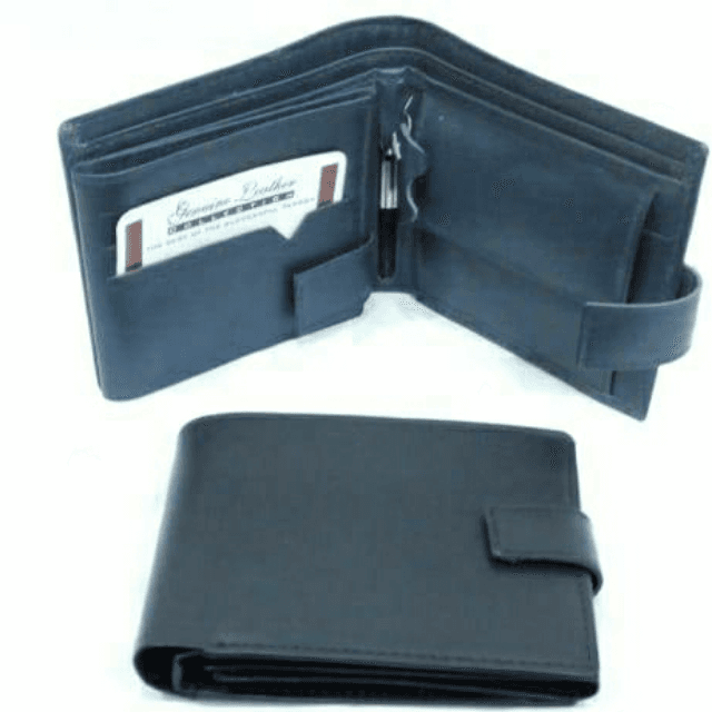 J.j Cow Leather Wallet With Button.