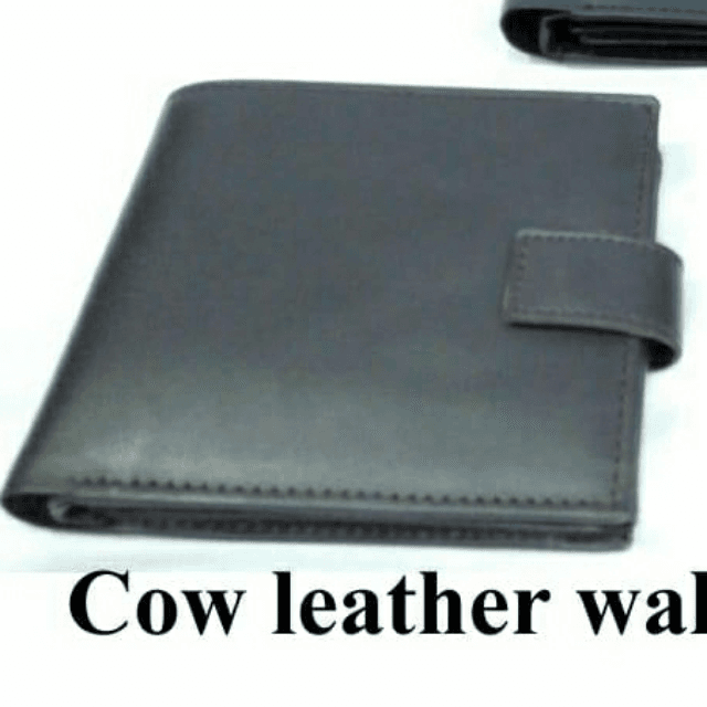 J.j Cow Leather Wallet With Button.