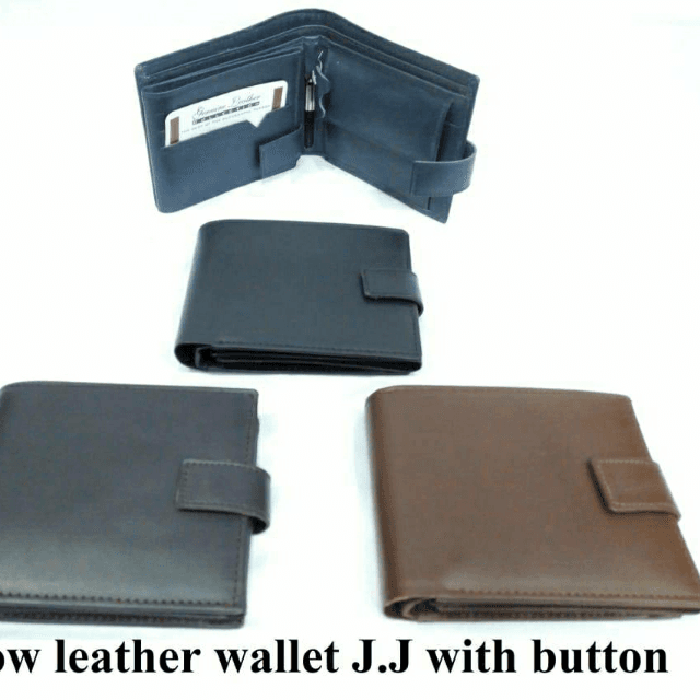 J.j Cow Leather Wallet With Button.
