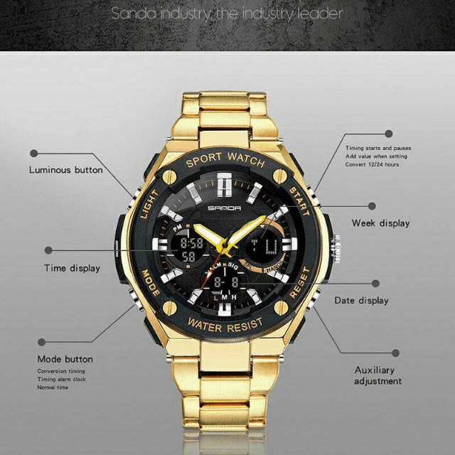 Sanda Dual Time Day+date Watch.